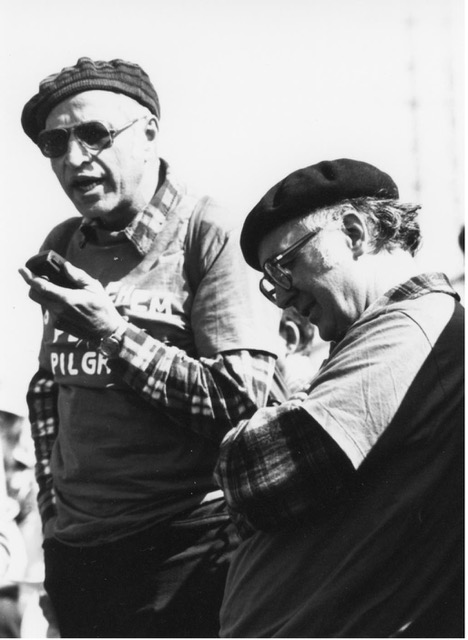 Father George Zabelka and Jack Morris, S.J., launch the Bethlehem Peace Pilgrimage in Bangor, Wash., April 9, 1982 (photo courtesy of James Patrick Thomas)
