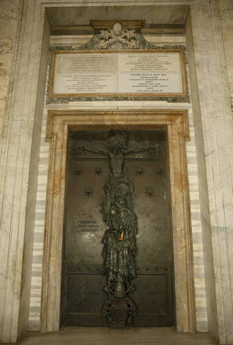 The Holy Door is pictured at the Basilica of St. John Lateran in Rome Nov. 19. The Holy Doors of Rome's four papal basilicas will be opened during the Holy Year of Mercy, which begins Dec. 8. (CNS photo/Paul Haring)