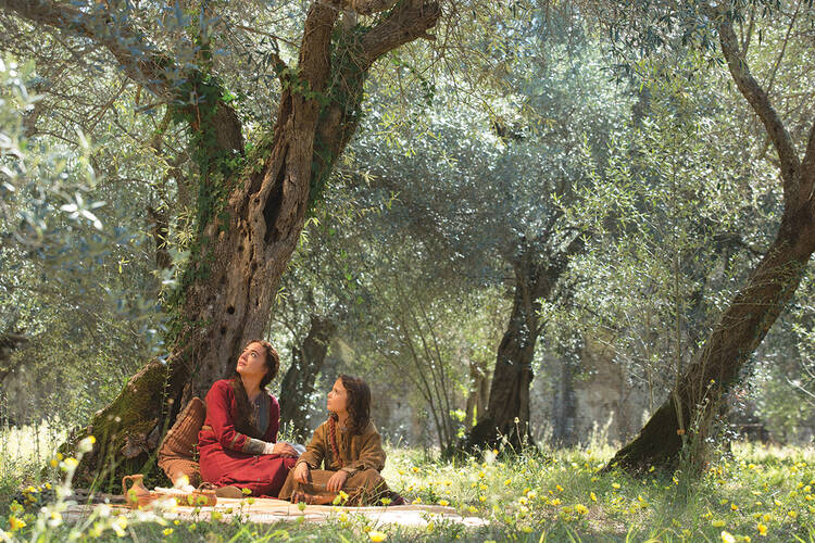 MOTHER AND CHILD. Sara Lazzaro as Mary and Adam Greaves-Neal as Jesus in “The Young Messiah”