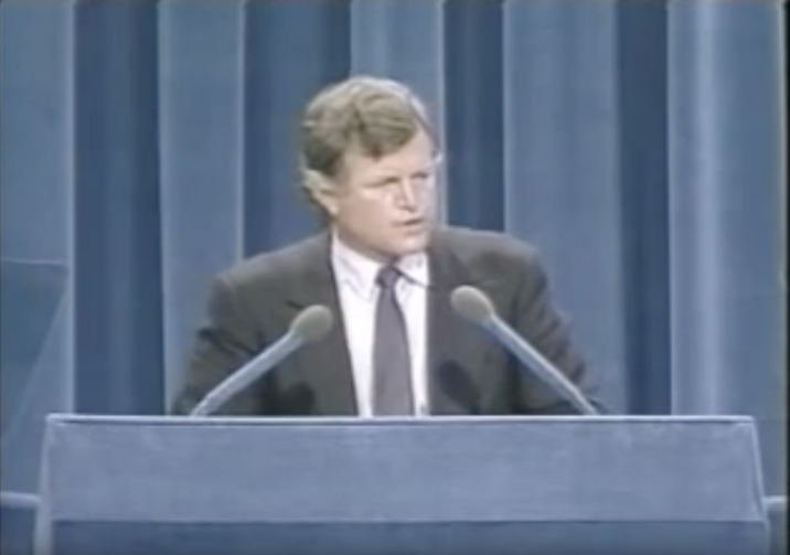 Edward Kennedy speaks at the 1980 Democratic National Convention. (Image from YouTube video, uploaded by the John F. Kennedy Presidential Library and Museum) 