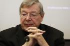 Australian Cardinal George Pell, prefect of the Vatican's Secretariat for the Economy, attends the presentation of the book, "Connected World," at the Vatican on March 28. (CNS photo/Paul Haring)
